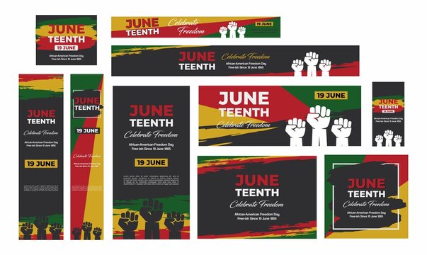 Social media post template for Juneteenth day, Celebration freedom, emancipation day in 19 june, African-American history and heritage.