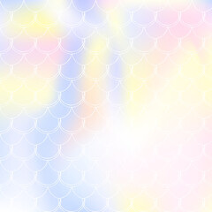 Mermaid scales background with holographic gradient.