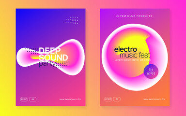 Sound Poster. Electro And Discotheque Concept. Minimal Pattern For Invitation Template. Fun Art For Set. Trendy Club Fest. Pink And Yellow Sound Poster