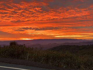 sunset over the mountains