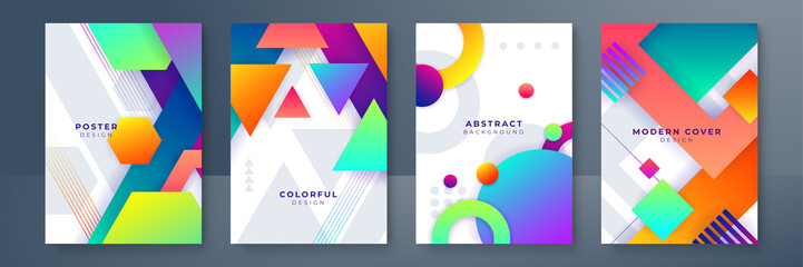 Minimal modern cover background design. Dynamic colorful gradients. Future geometric patterns. poster template vector design.