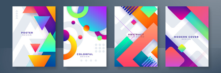 Minimal modern cover background design. Dynamic colorful gradients. Future geometric patterns. poster template vector design.