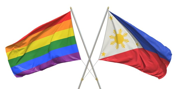 Flags of Philippines and LGBTQ on white background. 3D rendering