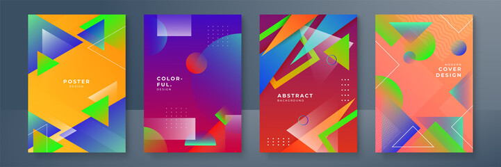 Gradient flowing geometric pattern background texture for poster cover design. Minimal color abstract gradient banner template. Modern vector wave shape for brochure