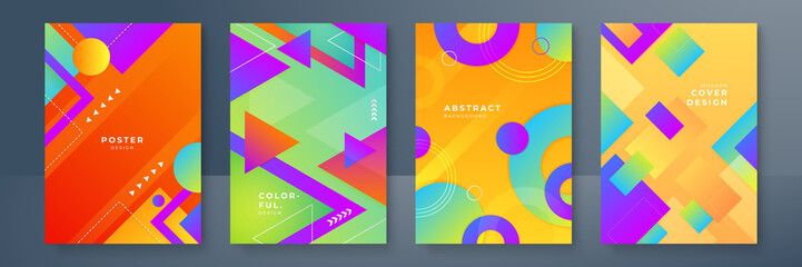 Abstract geometric pattern background texture for poster cover design. Minimal color gradient banner template. Modern vector wave shape for brochure