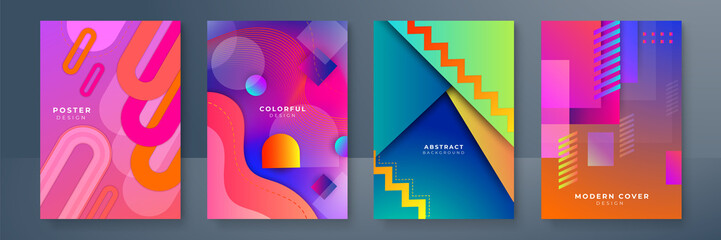 Minimal modern cover background design. Dynamic colorful gradients. Future geometric patterns. poster template vector design.