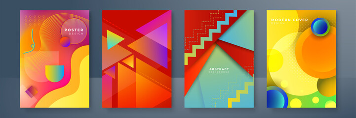 Minimal modern cover background design. Dynamic colorful gradients. Future geometric patterns. poster template vector design.