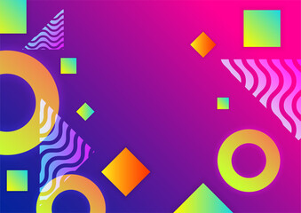 Colorful vivid vibrant gradient abstract background with geometric shapes