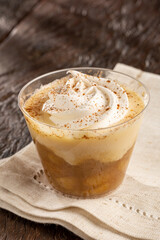 Banoffee. Banana dessert in the pot.