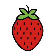 Strawberry line icon in colored linear style isolated on white background. Pictogram symbol and illustration for logo. Thin black line vector.