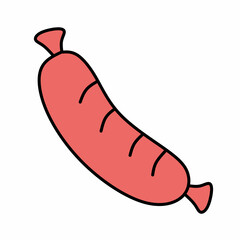 Sausage line icon in colored linear style isolated on white background. Pictogram symbol and illustration for logo. Thin black line vector.