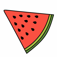 Slice of watermelon line icon in colored linear style isolated on white background. Pictogram symbol and illustration for logo. Thin black line vector.