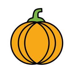 Pumpkin line icon in colored linear style isolated on white background. Pictogram symbol and illustration for logo. Thin black line vector.