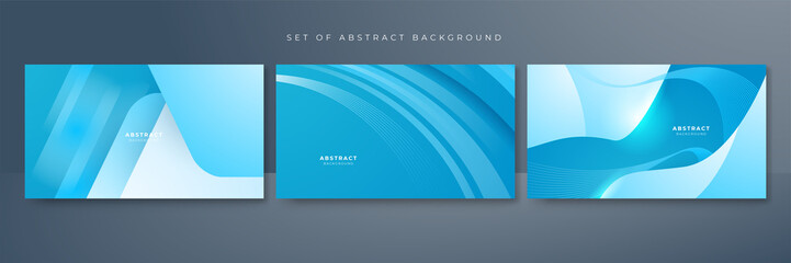 Set of light blue and white abstract background