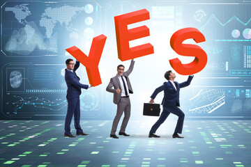 Businessmen in the yes positive answer