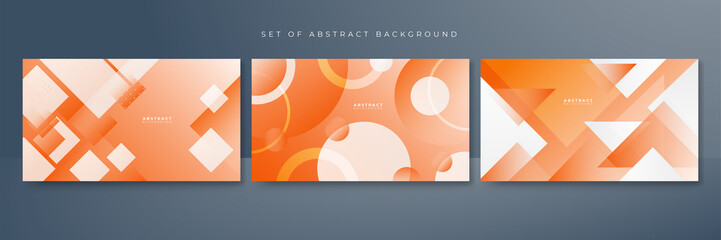 Set of abstract colorful orange background