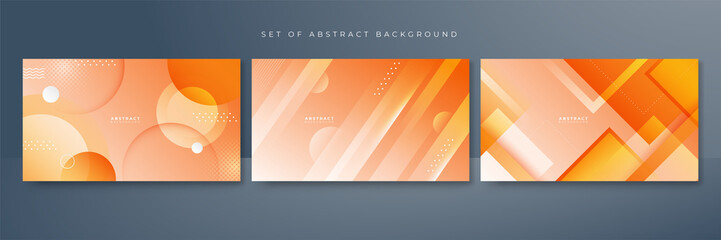 Set of abstract colorful orange background