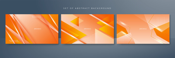 Set of abstract colorful orange background