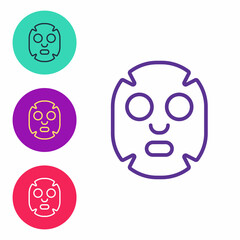 Set line Facial cosmetic mask icon isolated on white background. Cosmetology, medicine and health care. Set icons colorful. Vector