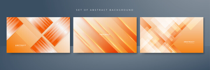 Set of abstract colorful orange background