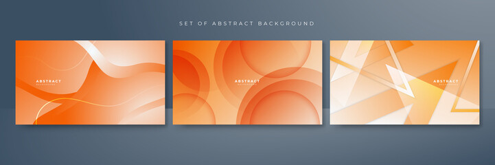 Set of abstract colorful orange background