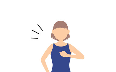 女子生徒、水着姿、自信満々に胸をたたく