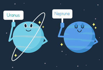天王星と海王星をイメージしたイラスト