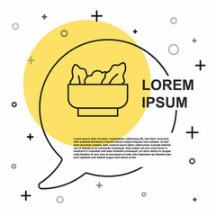 Black line Wonton icon isolated on white background. Chinese food. Random dynamic shapes. Vector