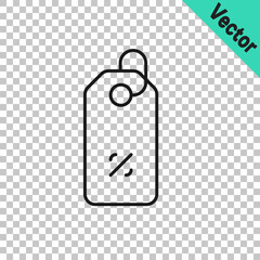 Black line Discount percent tag icon isolated on transparent background. Shopping tag sign. Special offer sign. Discount coupons symbol. Vector
