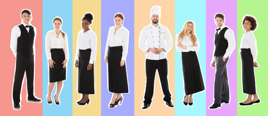 Portrait Of Happy Young Restaurant Staff - Powered by Adobe