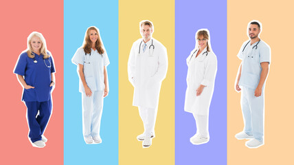 Obraz premium Portrait Of Confident Medical Team Standing In Row