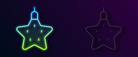 Glowing neon line Christmas star icon isolated on black background. Merry Christmas and Happy New Year. Vector