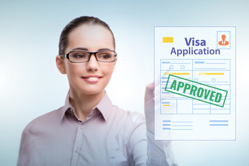 Visa application concept with businesswoman