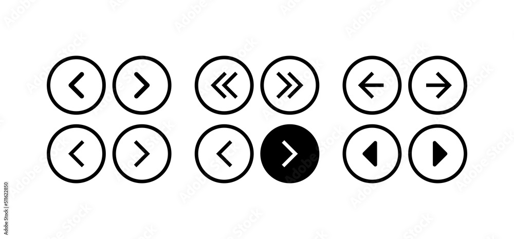 Wall mural left and right button isolated vector. slider buttons arrow left right