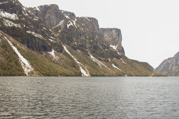 Western brook pond boat tour, views from a boat through the fjord