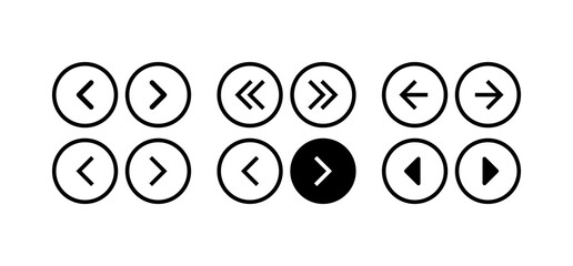left and right button isolated vector. slider buttons arrow left right 