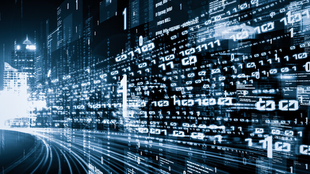Software development, application programming code and tacit computer coding . Concept of smart digital transformation and technology disruption that changes global trends in new information era .