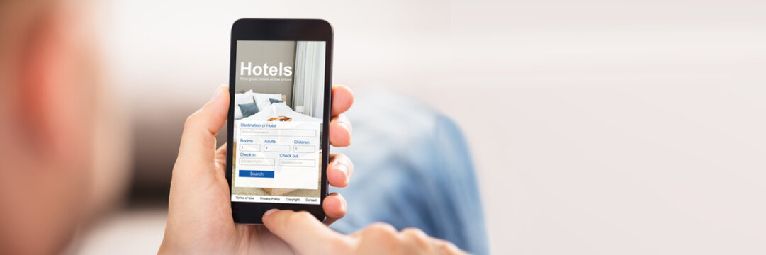 Person Searching Online Low Prices Hotels