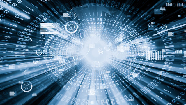 Business data analytic with tacit intelligent software making marketing strategy . Concept of smart digital transformation and technology disruption that changes global trends in new information era .