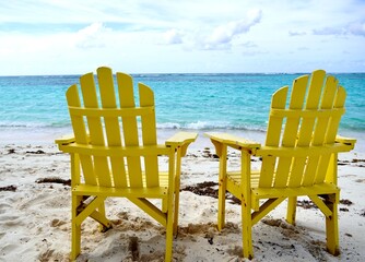 beach chairs on the beach,  Cow Wreck Beach, Anegada mBVI