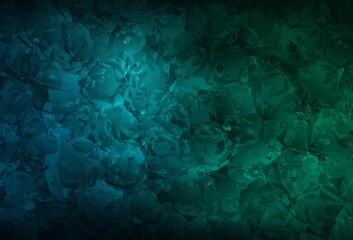 Dark Blue, Green vector abstract design with roses, flowers.