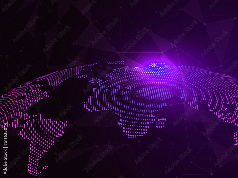 Poster world with internet devices. global communication technology. 2d render background