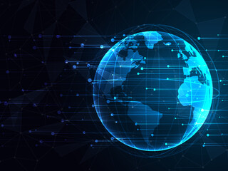 World with internet devices. Global communication technology. 2d render background