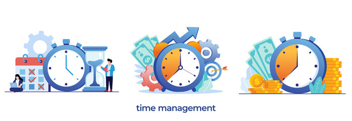 Business time management, deadline concept, planner, start up, calender flat vector illustration banner