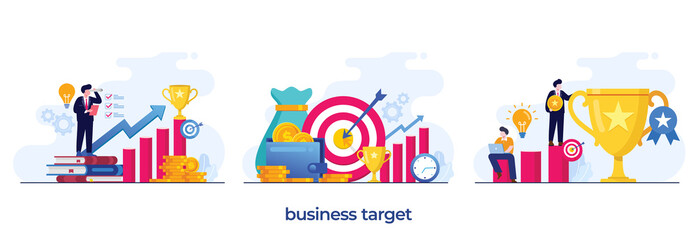 business target concept, business analyst, teamwork, achievement, planning and strategy, dart, flat illustration vector