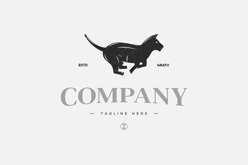 Cat logo is jumping with retro theme