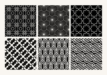 Set of geometric seamless patterns background design. Collection of abstract line art pattern for wallpaper