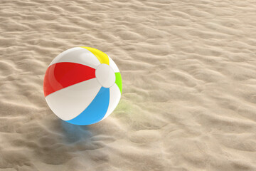 colorful beach ball on beach