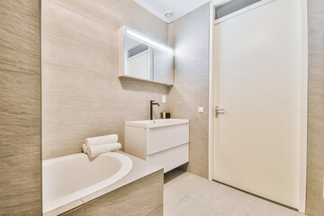 Fototapeta na wymiar Interior design of beautiful and elegant bathroom