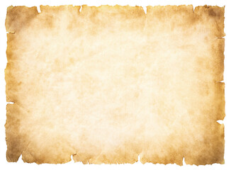 old parchment paper sheet vintage aged or texture isolated on white background